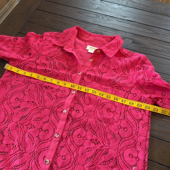 Mauve Anthropologie Pink Lace Button Up Sz 8 - Picture 7 of 10